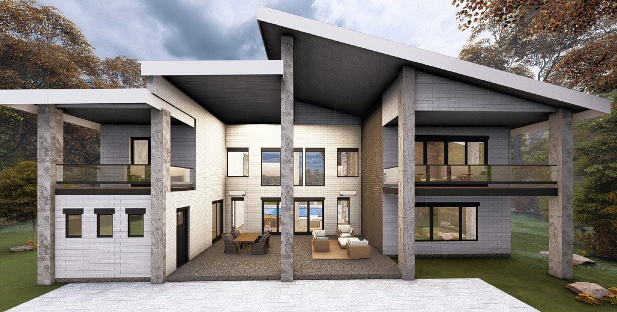 Exterior rendering of a Summit-designed custom home
