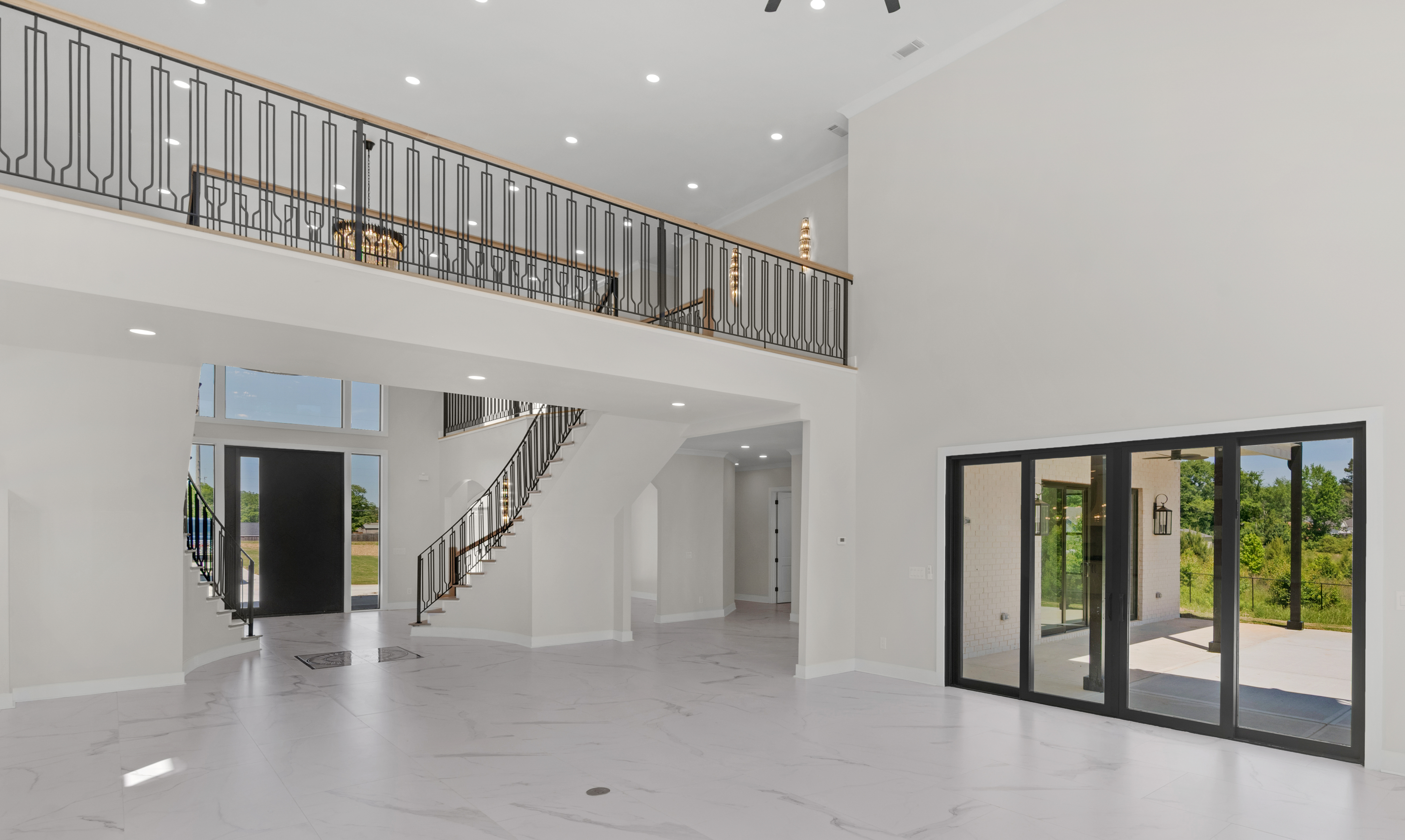 Curved stair & glass wall